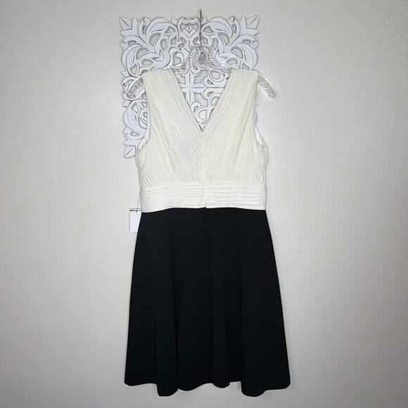 DKNY Women's 8 Semi Formal Cocktail Dress Sleeveless IVORY Bodice BLACK Skirt - Picture 4 of 16